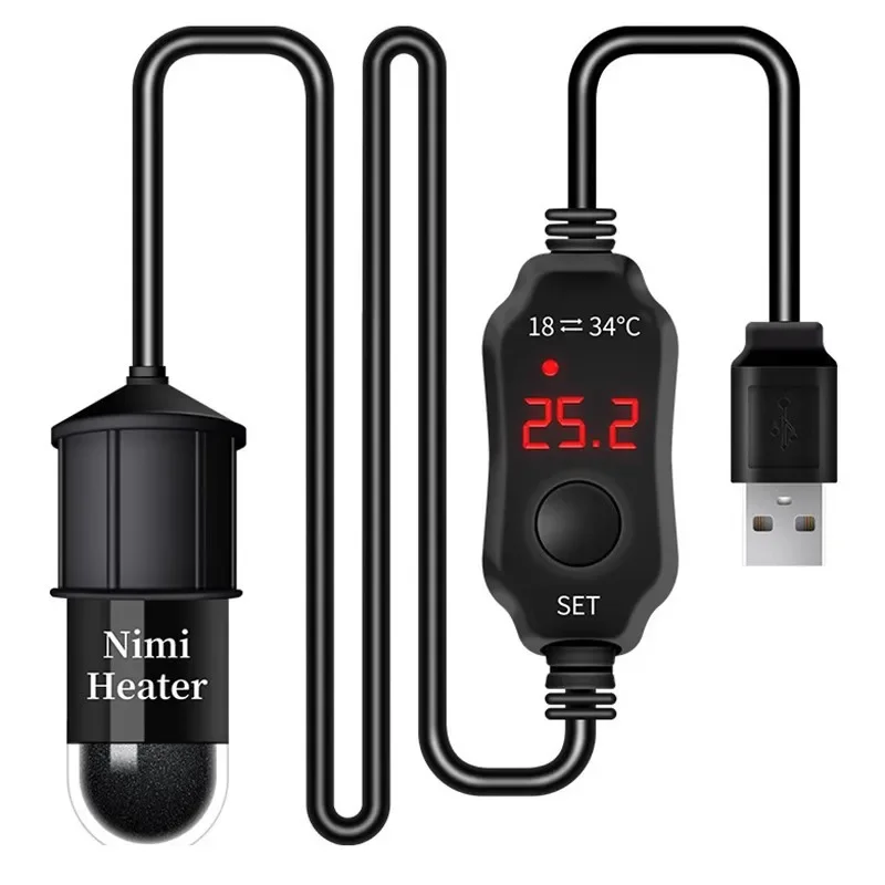 Fish Tank Heater - Universeller Mini-Aquariumheizer Fischbeckenheizstab Tauchthermostat-Heizgerät 18-34 °